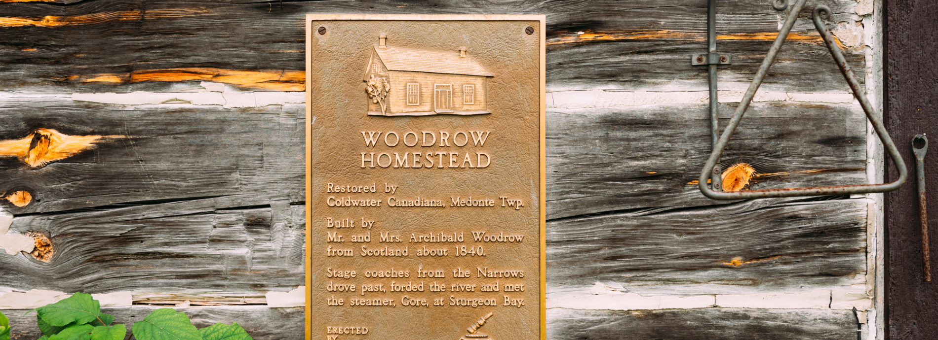 Woodrow plaque at Coldwater Canadiana Museum